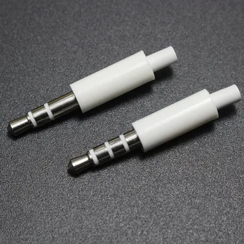 50pcs/lote de 3.5 mm auriculares estéreo enchufe con cola 3/4 polos de 3,5 mm conector de audio Jack Adaptador de conector para el iphone blanco